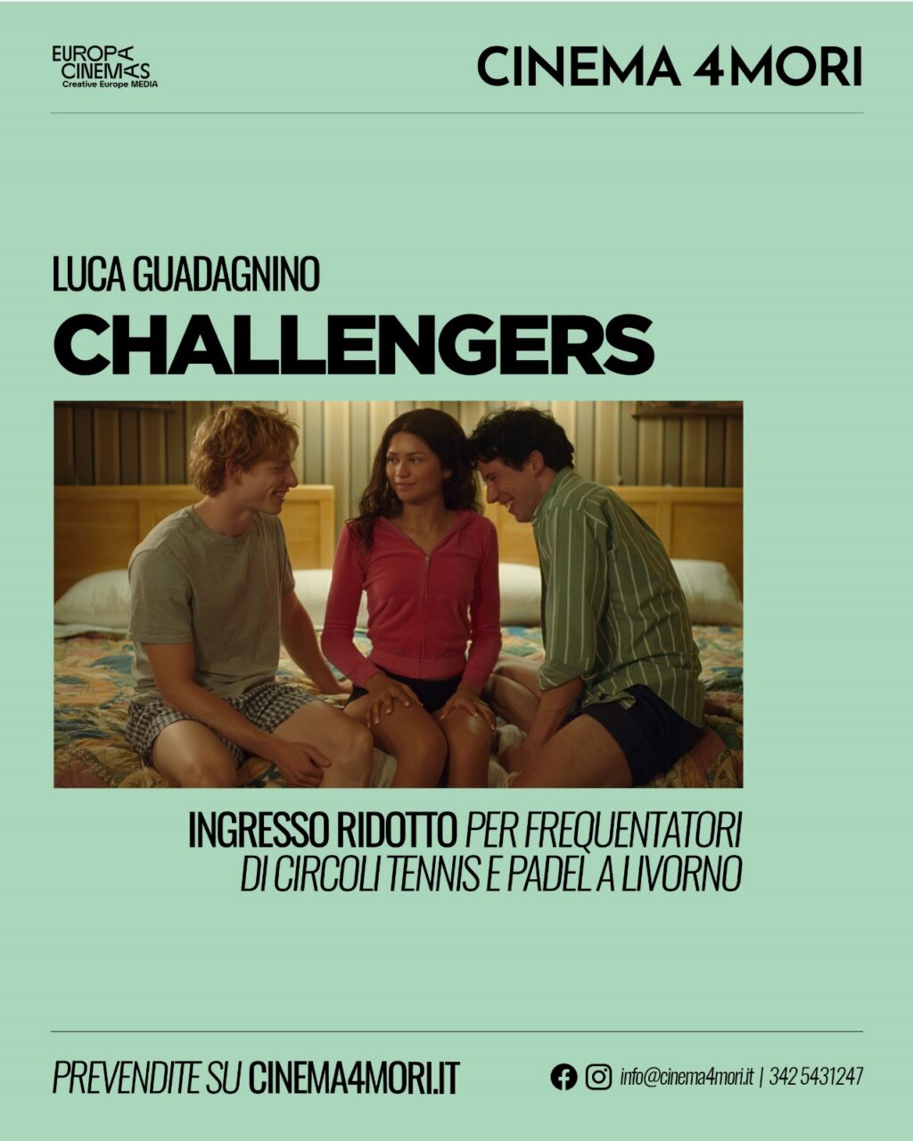 At the 4 Mori for the movie “Challengers” reduced ticket for members of tennis and padel clubs